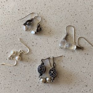 4 pairs silver earrings